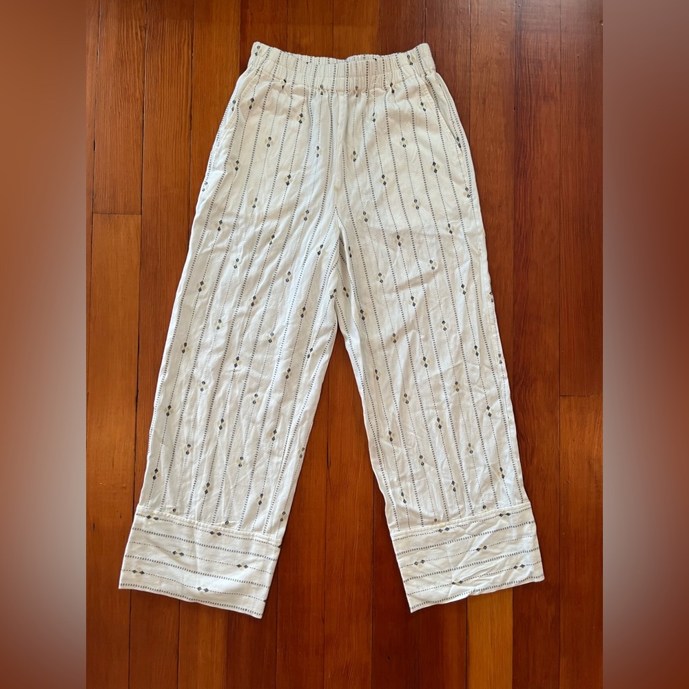 NWOT Madewell White Patterned straight Leg, Pull-On Pants - XS